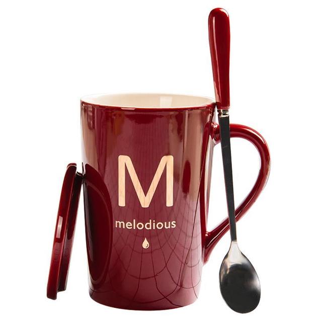 420ML Letter Mug Creative Ceramic Cup Coffee Cup Tea Mug With Li
