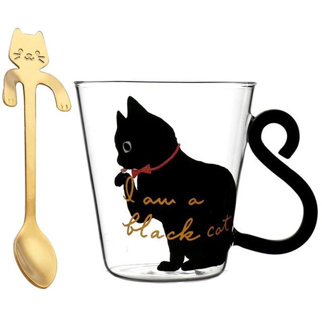 Cute Cats Heat Resistant Coffee Mugs Drinking Insulation Glass M