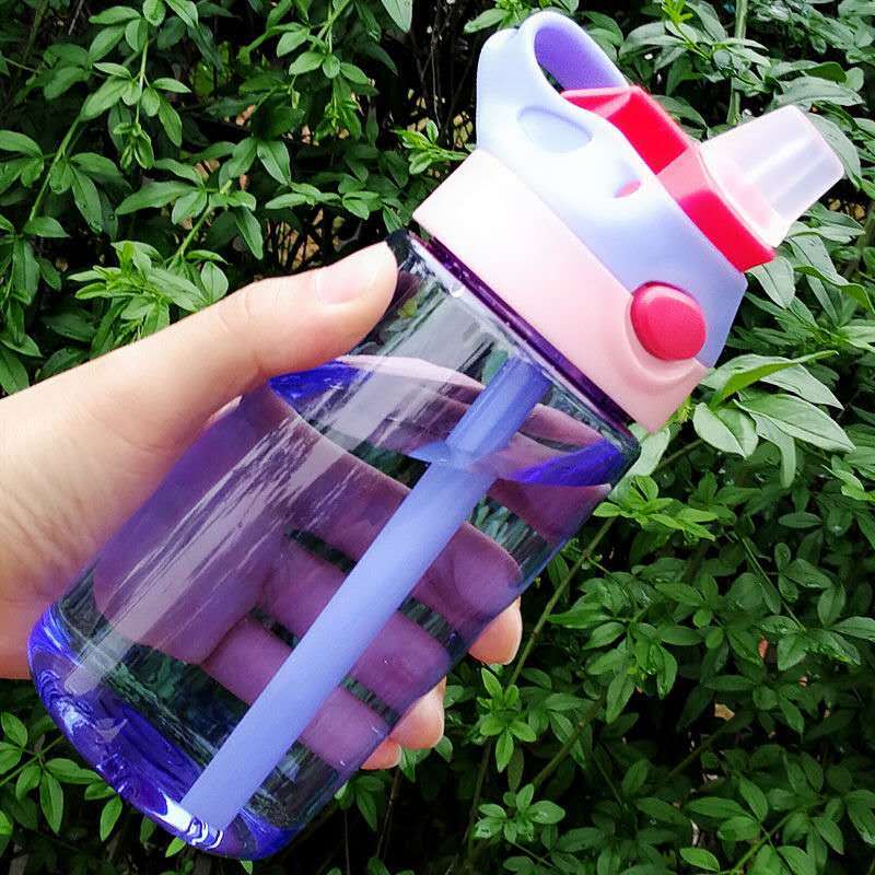 500ml New Born Baby Child Water Bottle With Straw Plastic Water