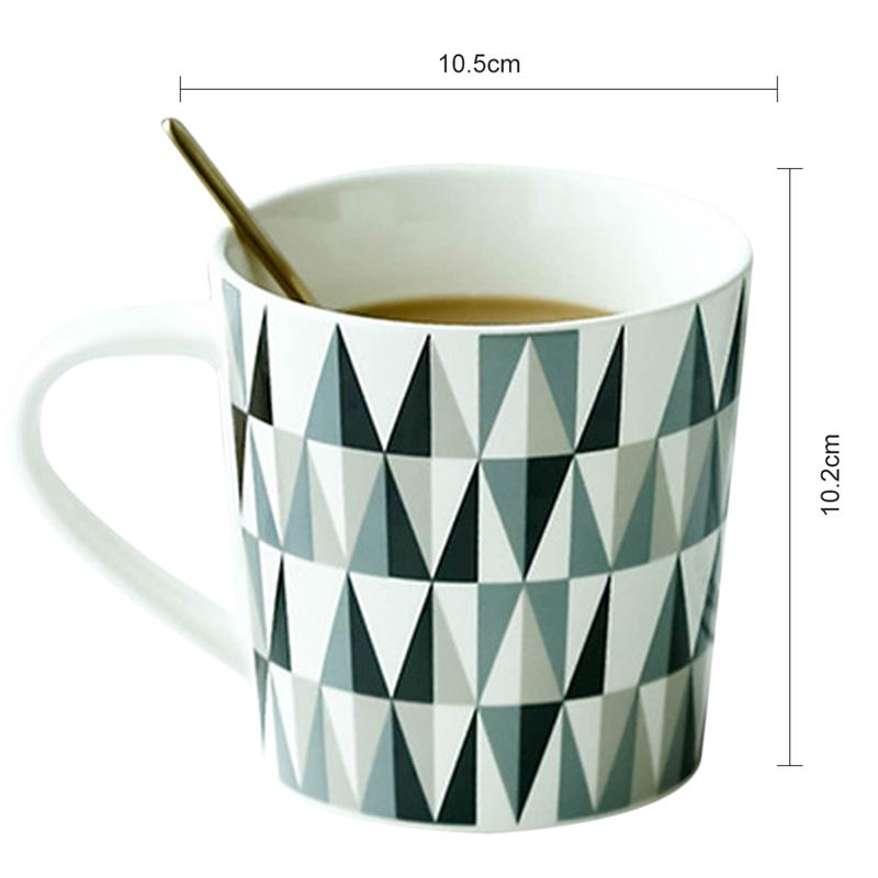 Justdolife 510ml Keramik Becher Geometrische Muster Neuheit Porz