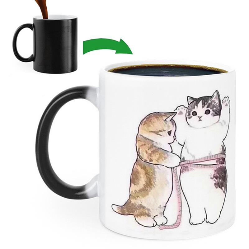 Funny Cat Mug Color Changing Porcelain Coffee Cup Ceramic Milk M