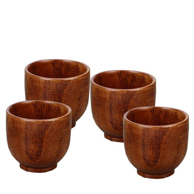 4pcs Wood Cup Primitive Handmade Natural Spruce Wooden Cup Break