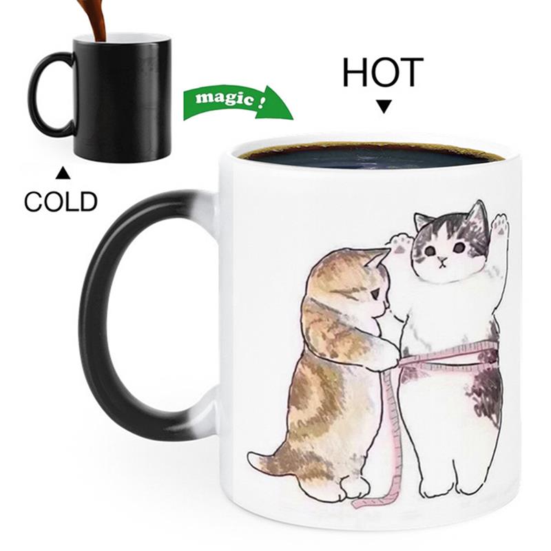 Funny Cat Mug Color Changing Porcelain Coffee Cup Ceramic Milk M