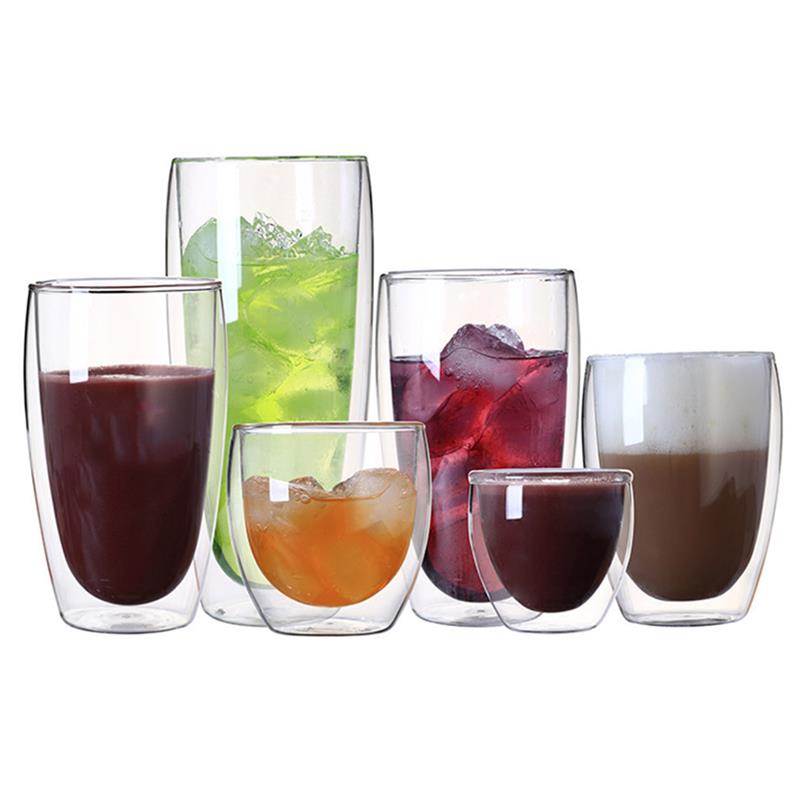 New Heat Resistant Double Wall Clear Glass Cup Tea Drinkware Cup