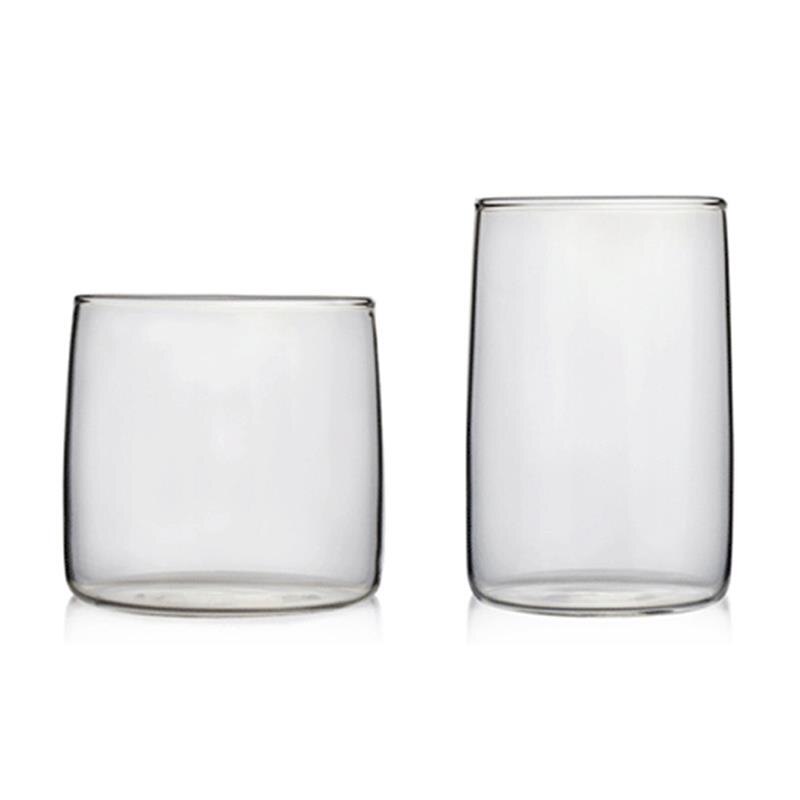 2PCS Transparent Coffee Glass Cup Mug Ice Cream Juice Water Glas