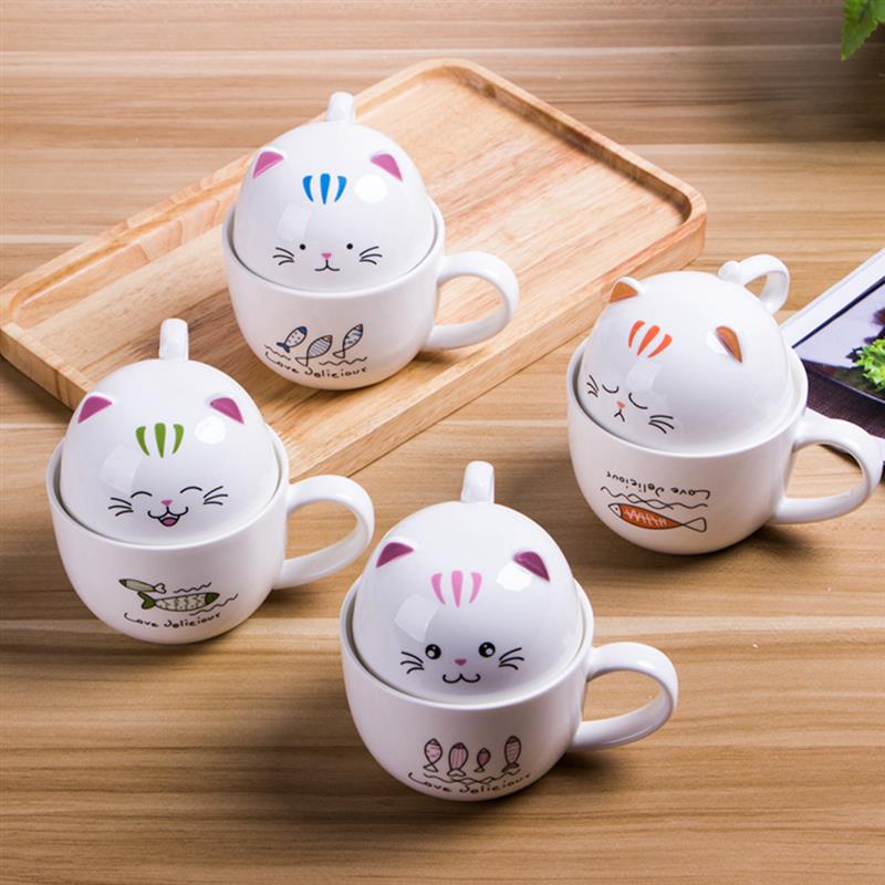 Kawaii Lovely Plutus Cat Mugs Ceramic Cup Coffee Mug with spoon