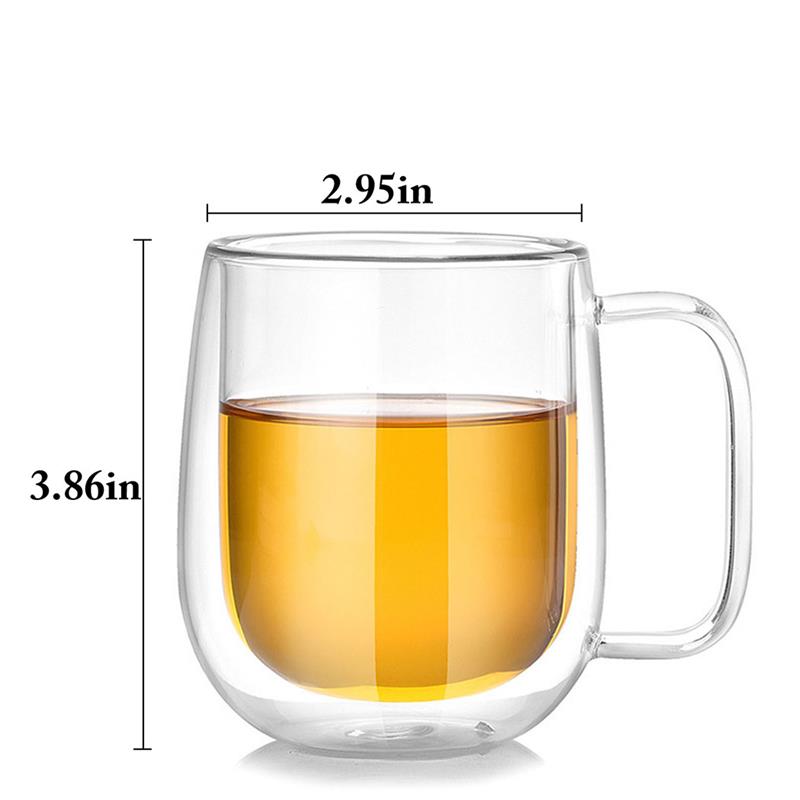Glass Coffee Cup Double Drinkware Transparent Round Insulated Gl