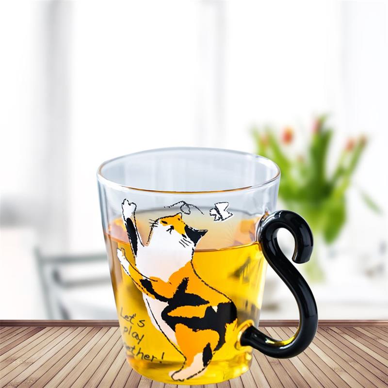 8.5oz Cat Printed Coffee Mug Cute Water Juice Milk Cup For Break