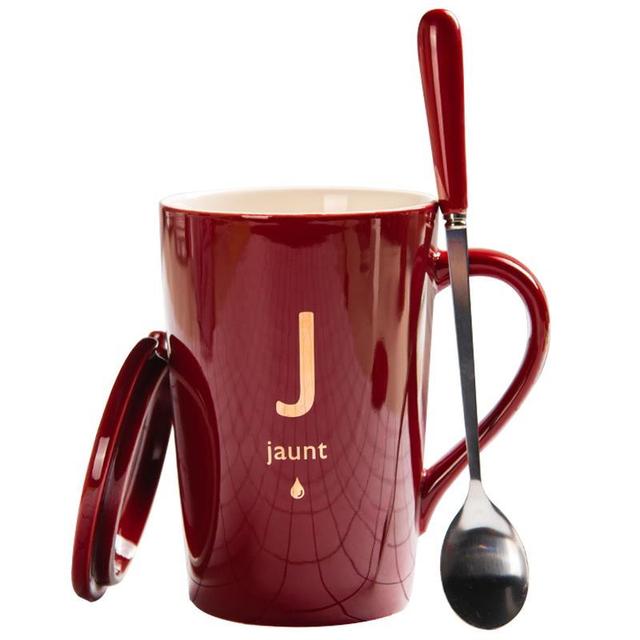 420ML Letter Mug Creative Ceramic Cup Coffee Cup Tea Mug With Li