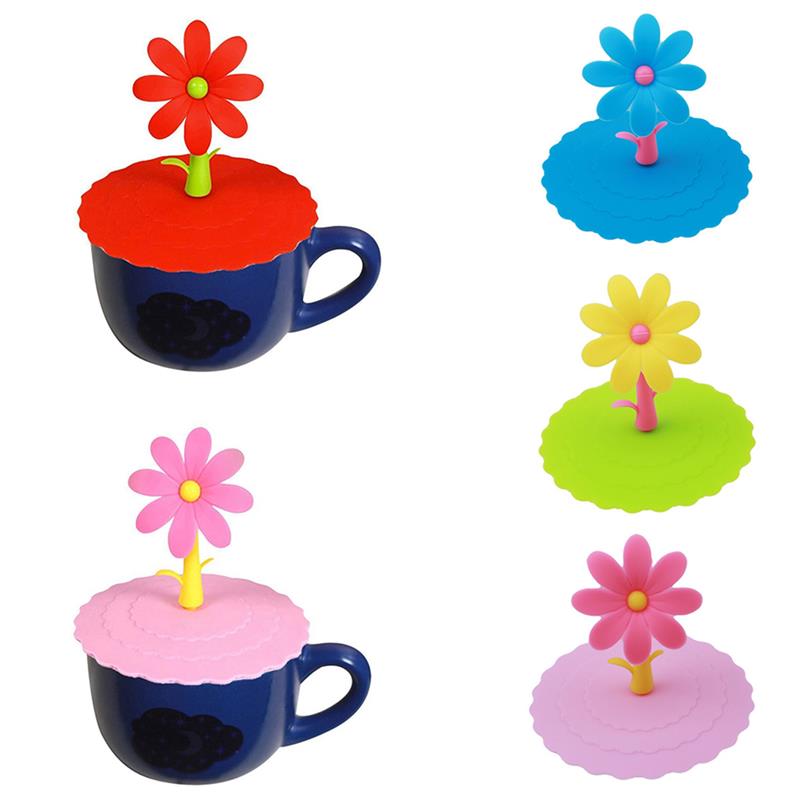 5pcs Cute Anti-dust Silicone Glass Cup Cover Coffee Mug Suction