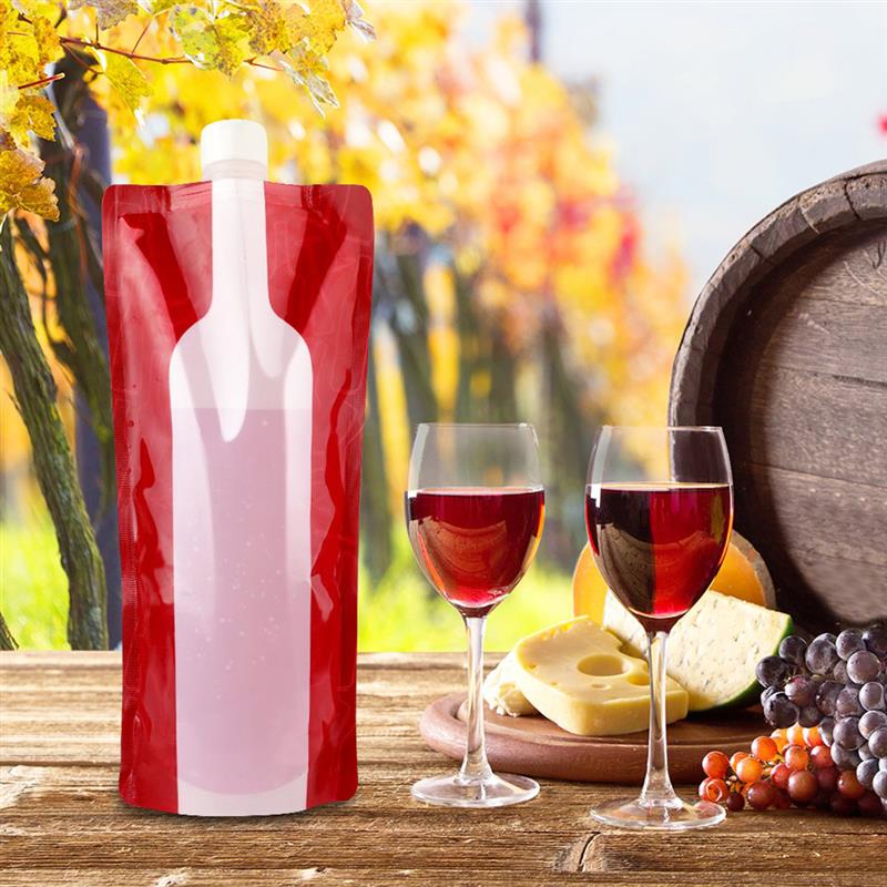 5Pcs/set Foldable Wine Bag 750 ml Portable Reusable Plastic Wine