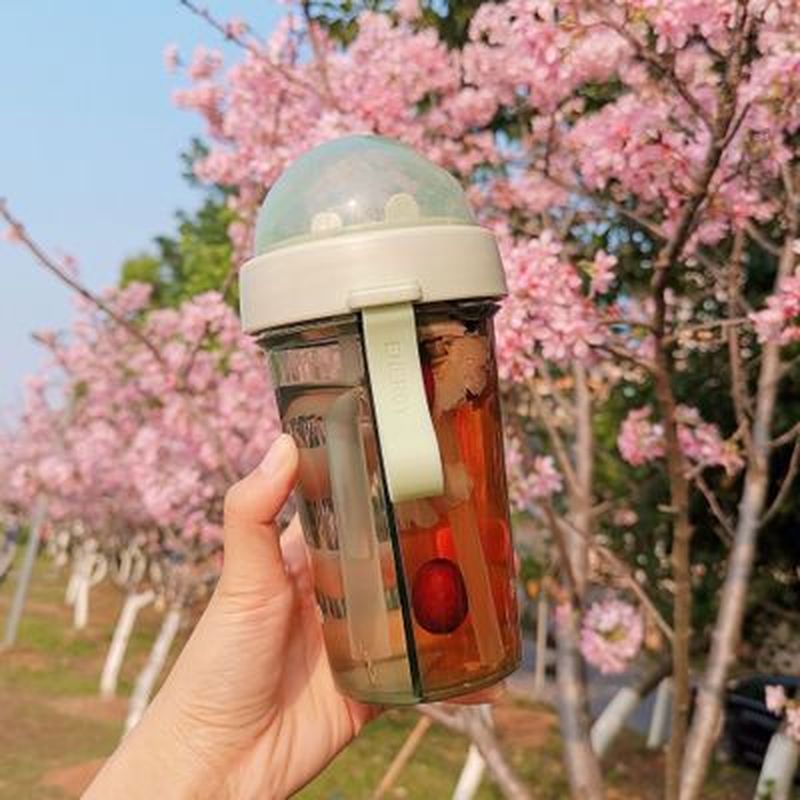 420/600ML double straw kettle Leak-Proof Durable Sippy Tea Water