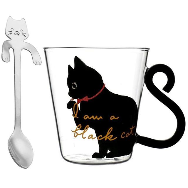 Cute Cats Heat Resistant Coffee Mugs Drinking Insulation Glass M