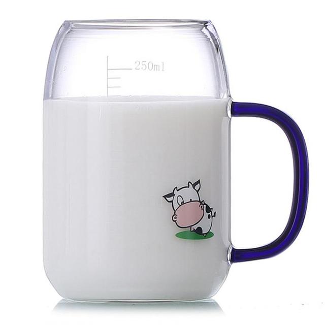Glass Cup Transparent Drinking Portable Cartoon Novelty Milk Bee