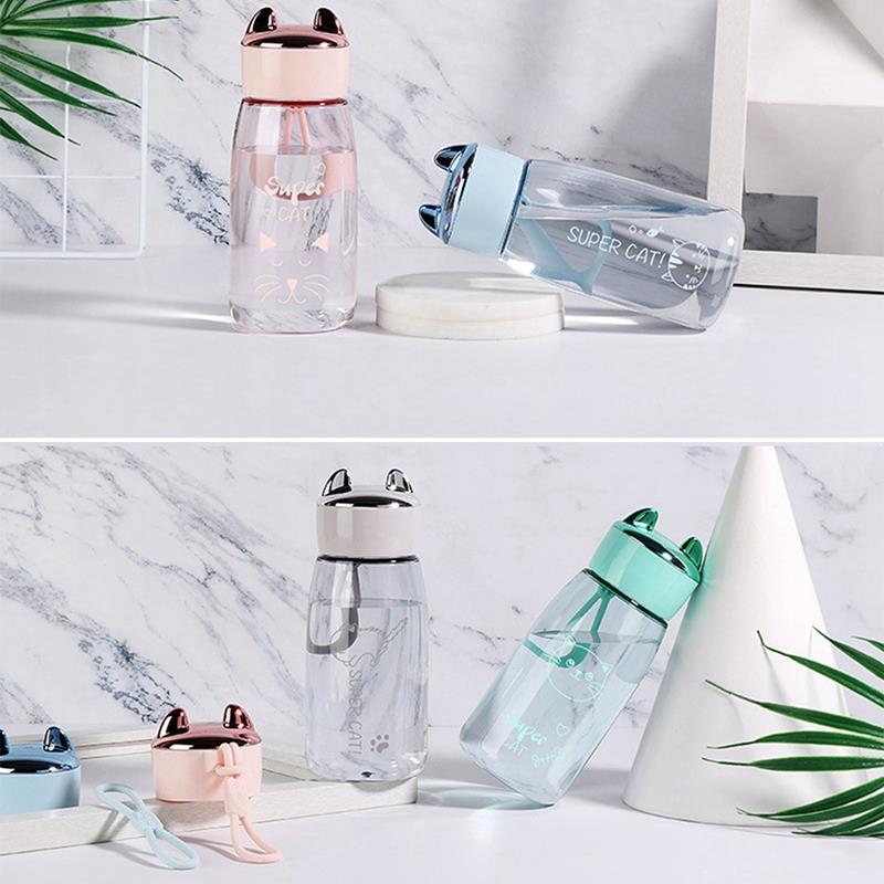 2020 New Cute Cat Plastic Water Bottle Portable Bottle Fruit Jui