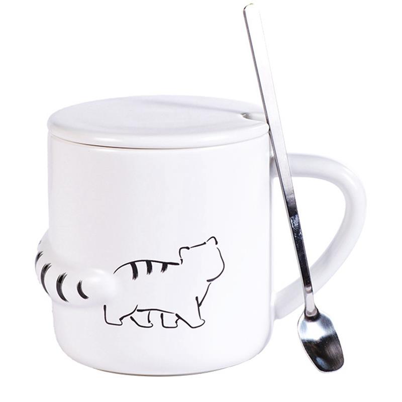 justdolife Funny Cat Mug Set Cartoon Unique Cat Cups Coffee Mug