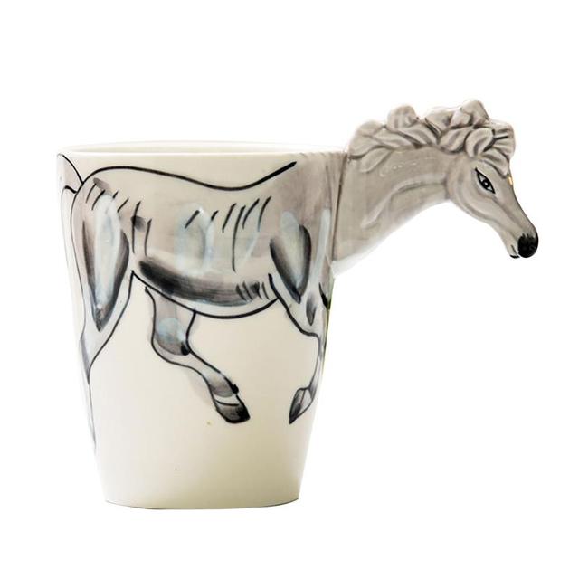 3D Animal Giraffe Shape Hand Painted Ceramic Coffee Mugs Milk Te