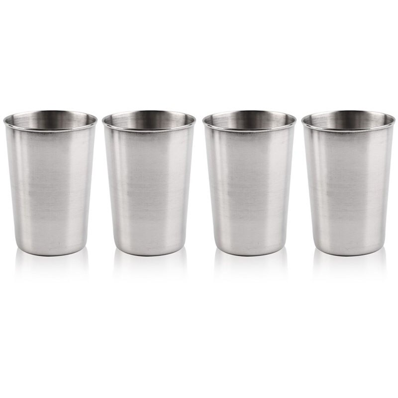 1 Set of 4 Stainless Steel Camping Cup Mug Drinking Coffee Tea W
